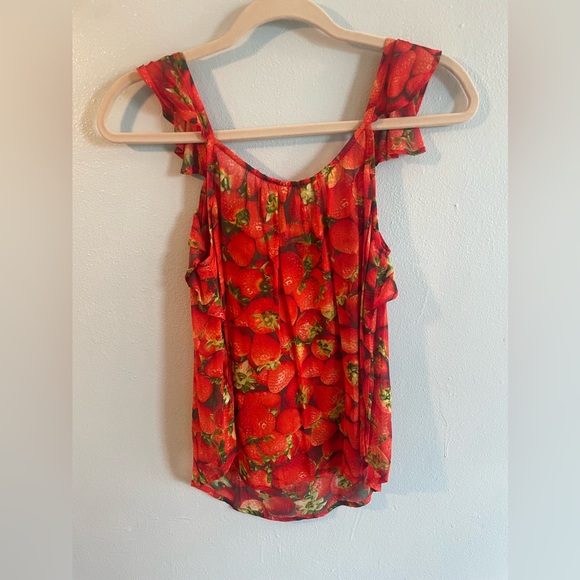 NWT Anthropologie Strawberry Sheer tank - Picture 4 of 7